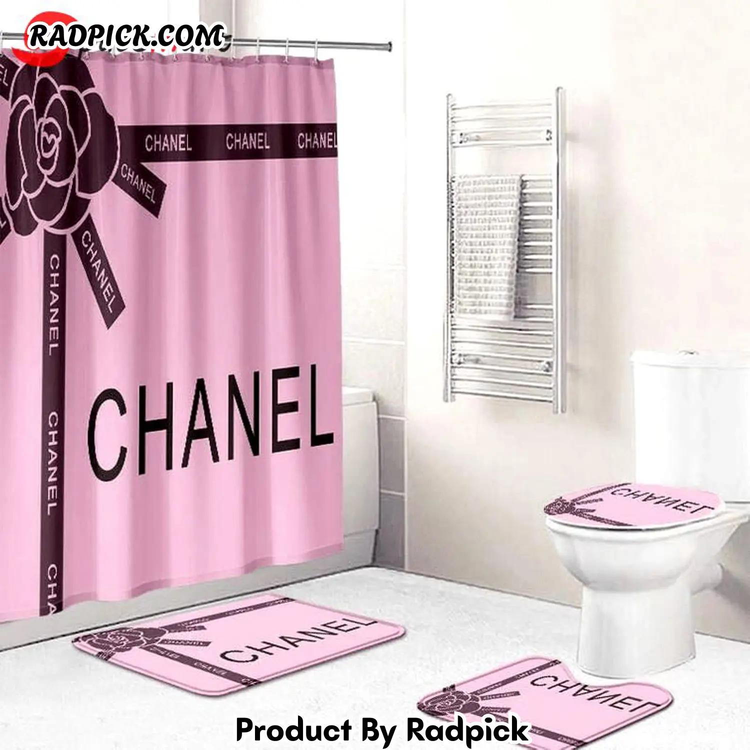 Chanel pink bathroom set hot luxury shower curtain bath rug mat home decor 246 bathroom accessory sets rp3871174.png